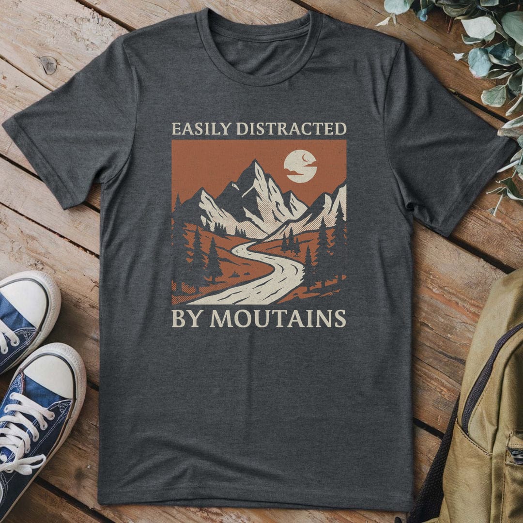 T-Shirt Dark Heather / S Distracted By Mountains T-Shirt