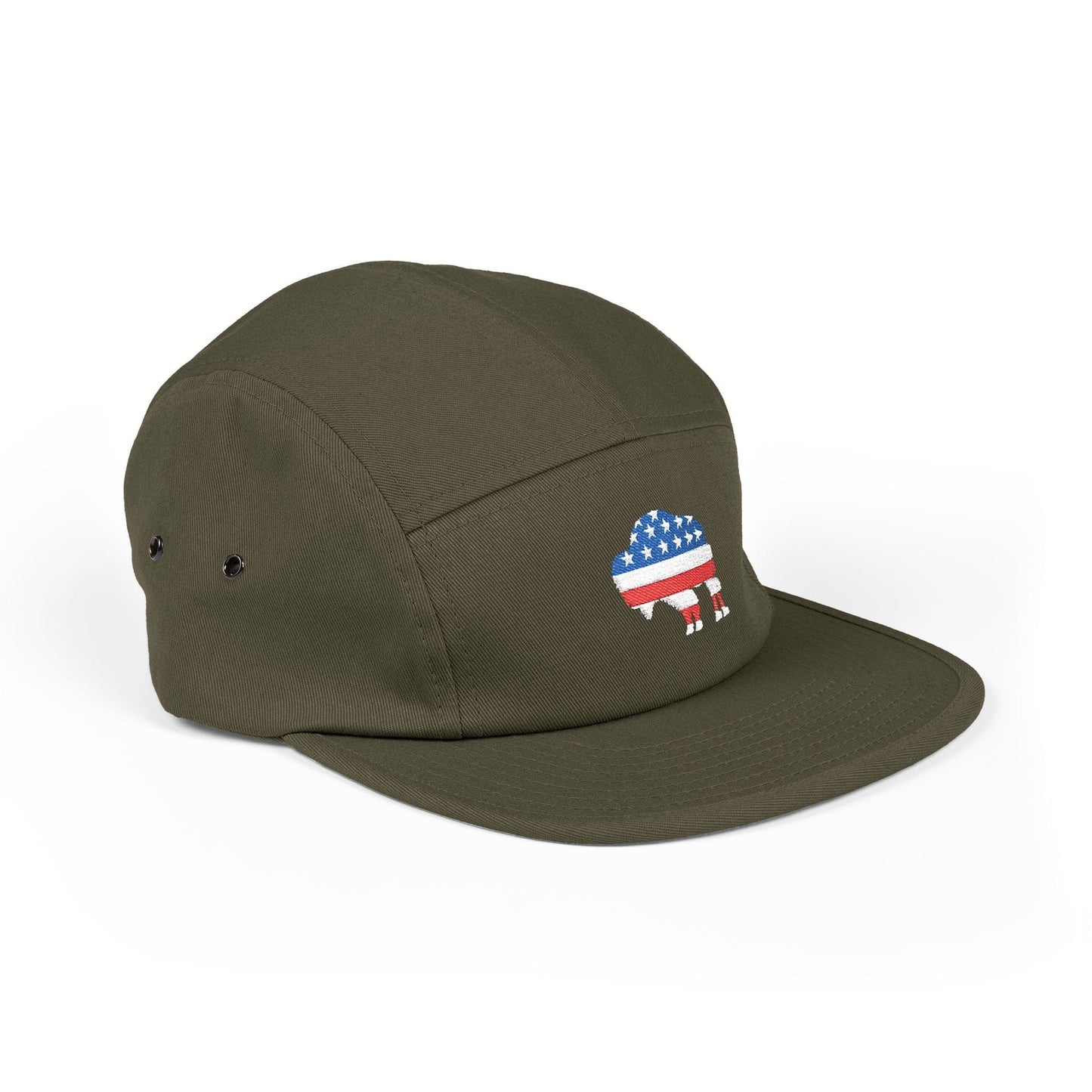 Hats Olive 5 Panel Cap - Bison