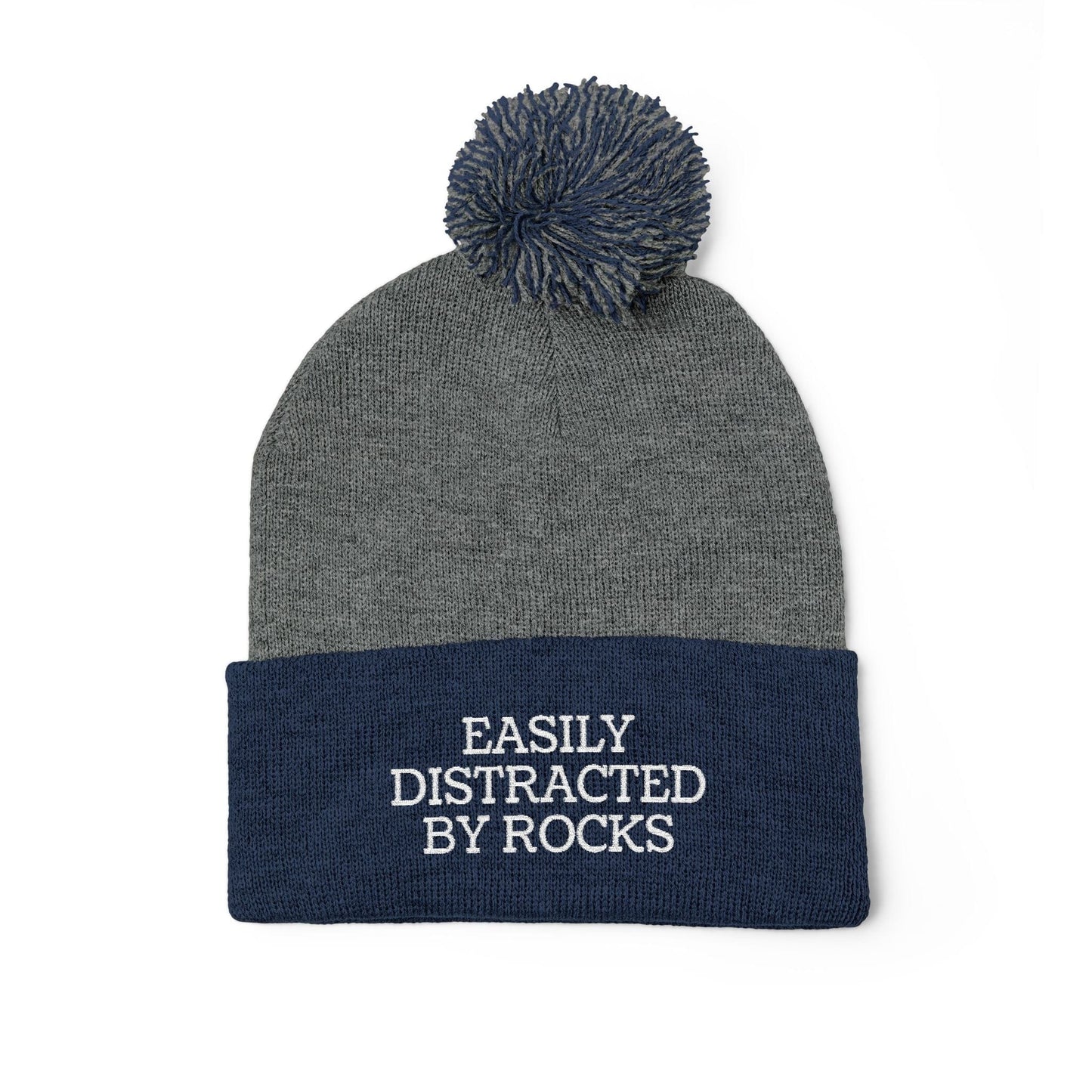 Hats Dark Heather Grey / Navy Pom-Pom Knit Cap