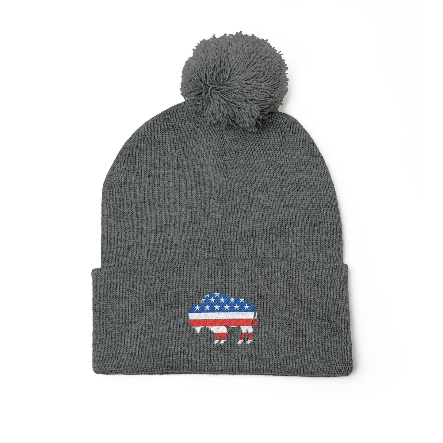 Hats Dark Heather Grey Pom-Pom Knit Cap - Bison