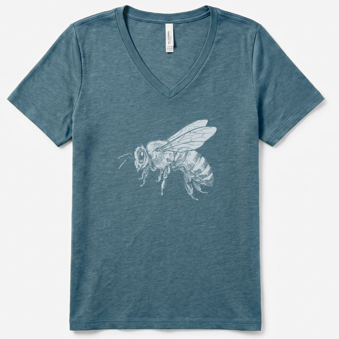 Honeyed Wings V-Neck Heather - women's relaxed v-neck tee in Heather Slate from Summit Soul