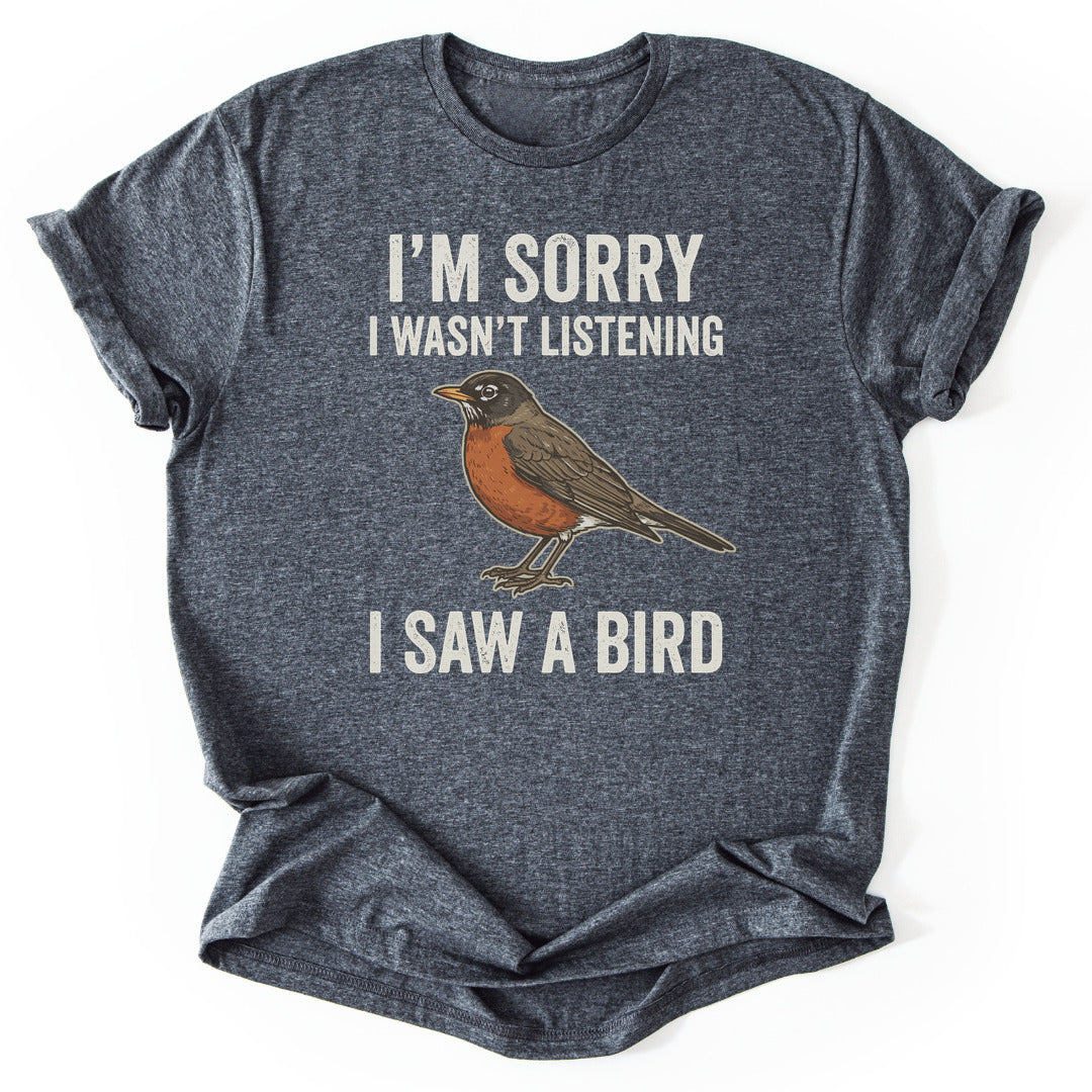 T-Shirt Dark Heather / S I Saw A Bird (American Robin)