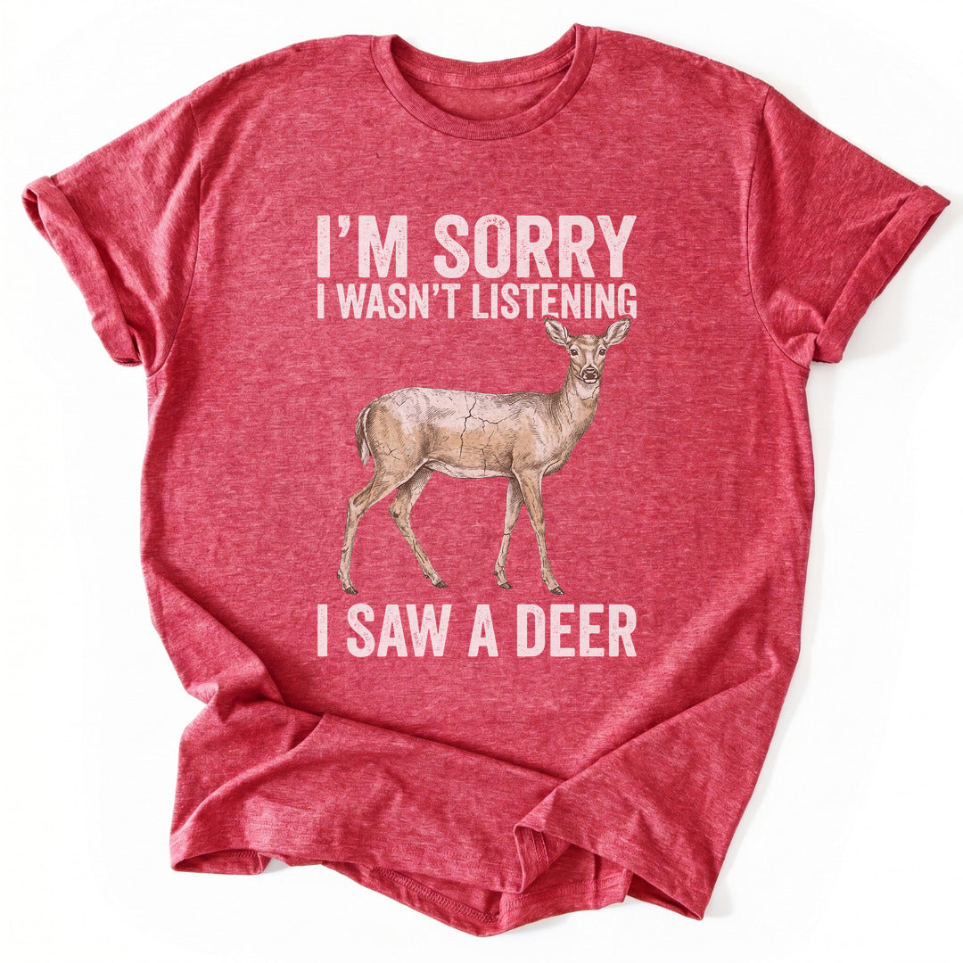 T-Shirt Heather Red / S Distracted By Deer