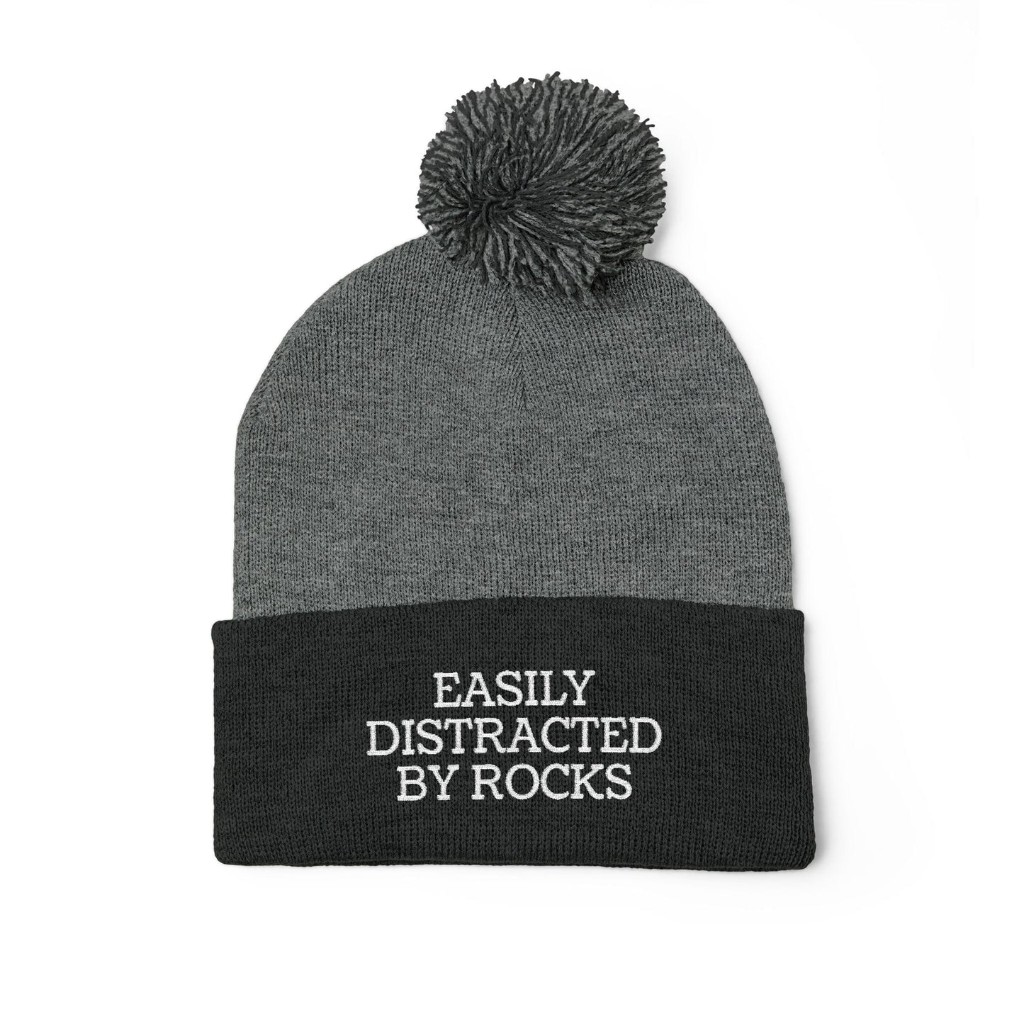 Hats Dark Heather Grey / Black Pom-Pom Knit Cap