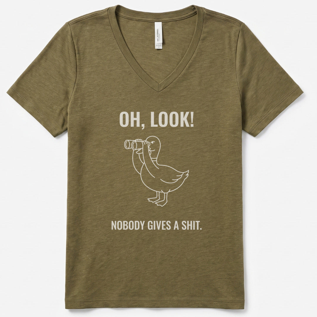 Giving A S... V-Neck Heather - women's relaxed v-neck tee in Heather Olive from Summit Soul