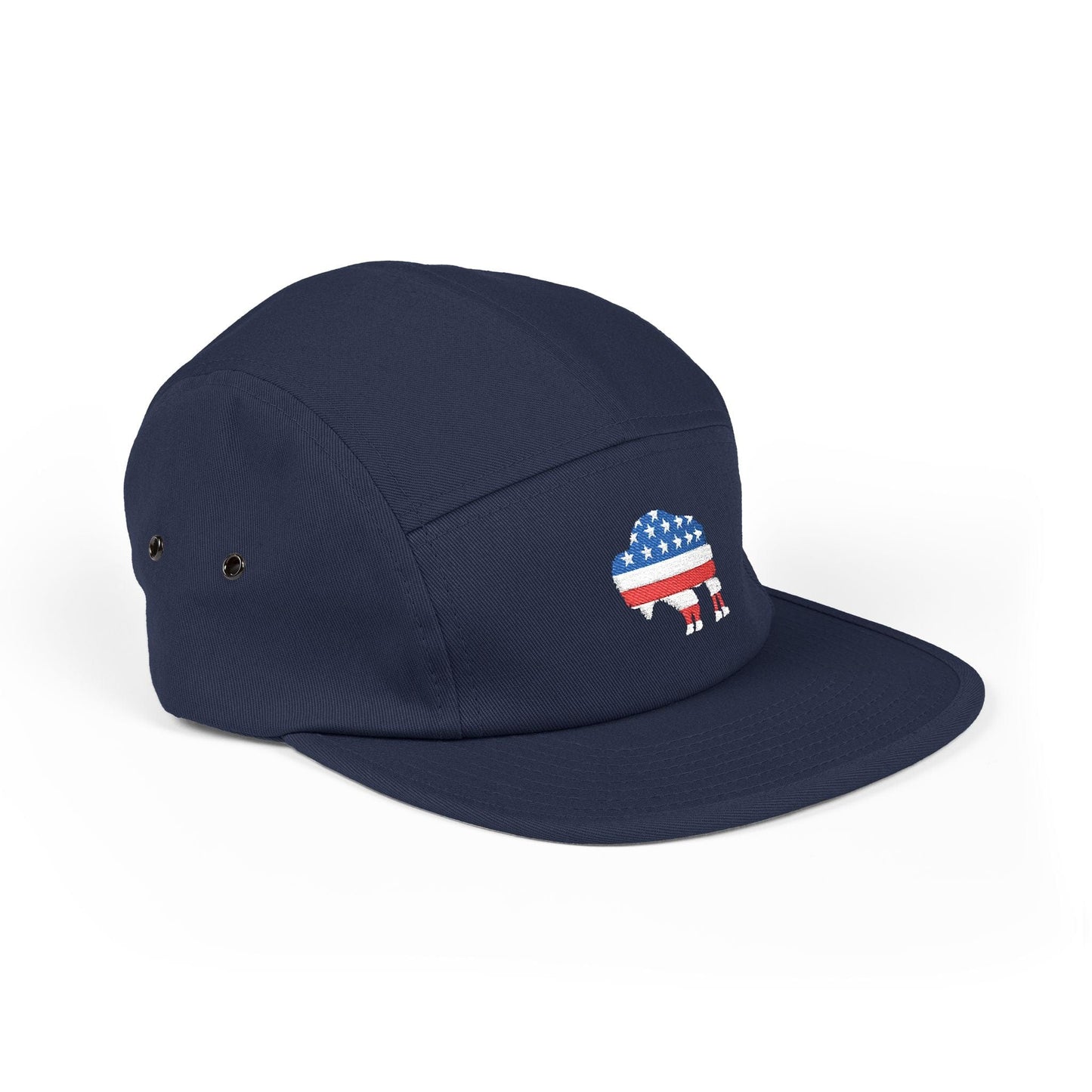 Hats Navy 5 Panel Cap - Bison