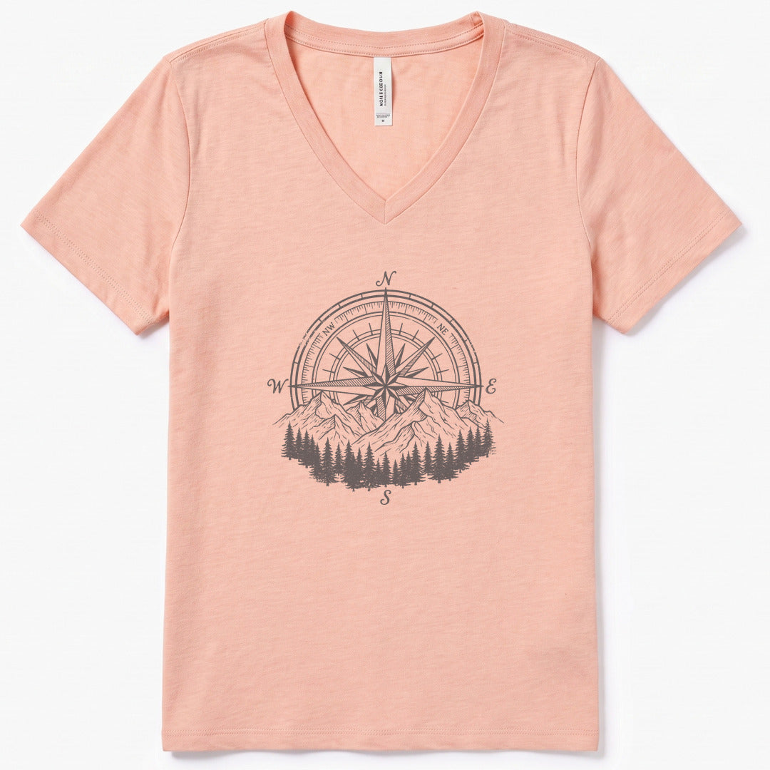 Bearing V-Neck Heather - women's relaxed v-neck tee in Heather Peach from Summit Soul