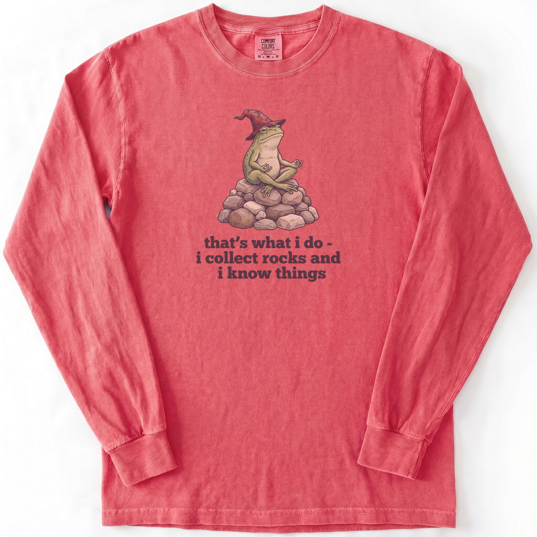 I Collect Rocks and I Know Things Premium LS - Comfort Colors garment-dyed long sleeve in Watermelon from Summit Soul