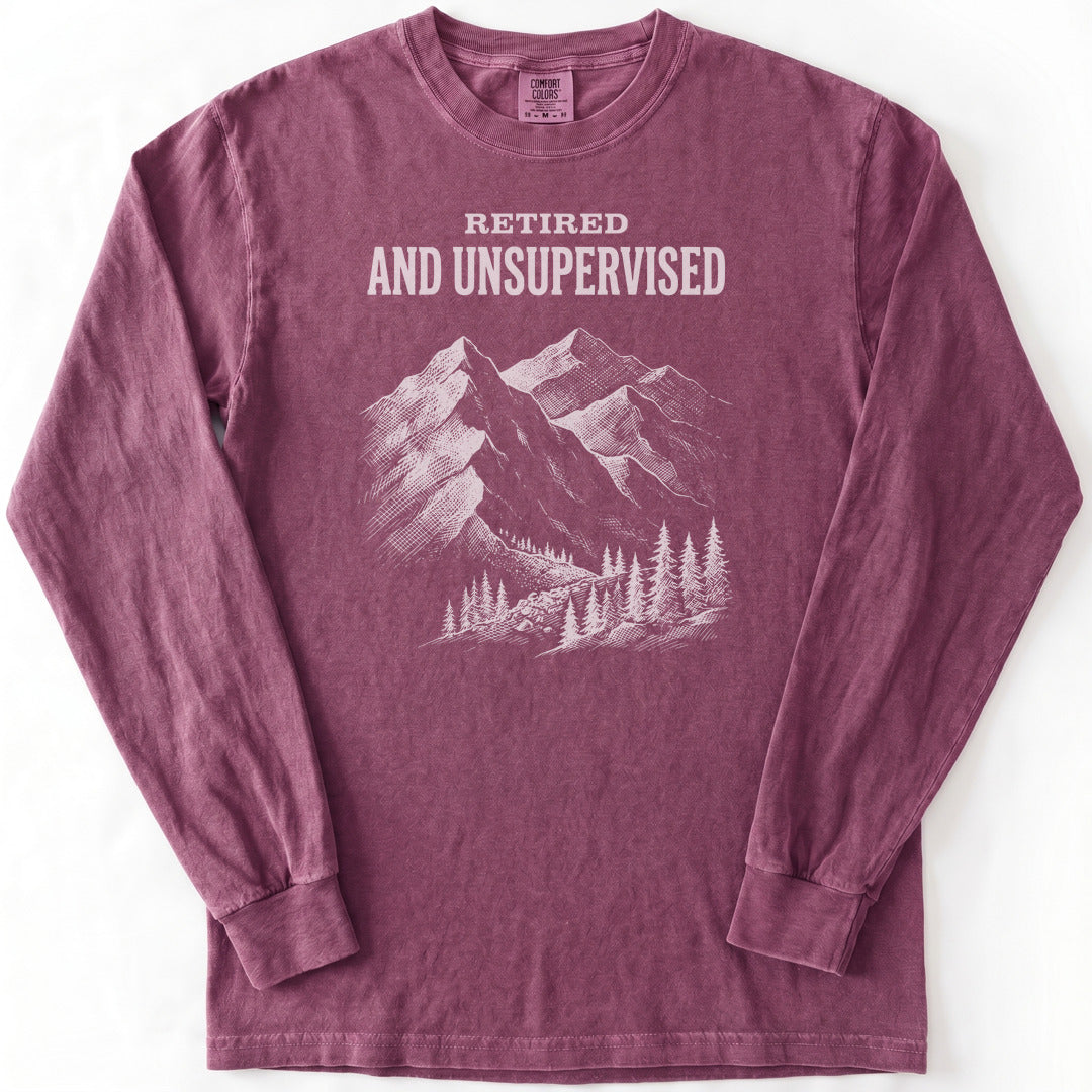 Retired and Unsupervised Premium LS - Comfort Colors garment-dyed long sleeve in Berry from Summit Soul