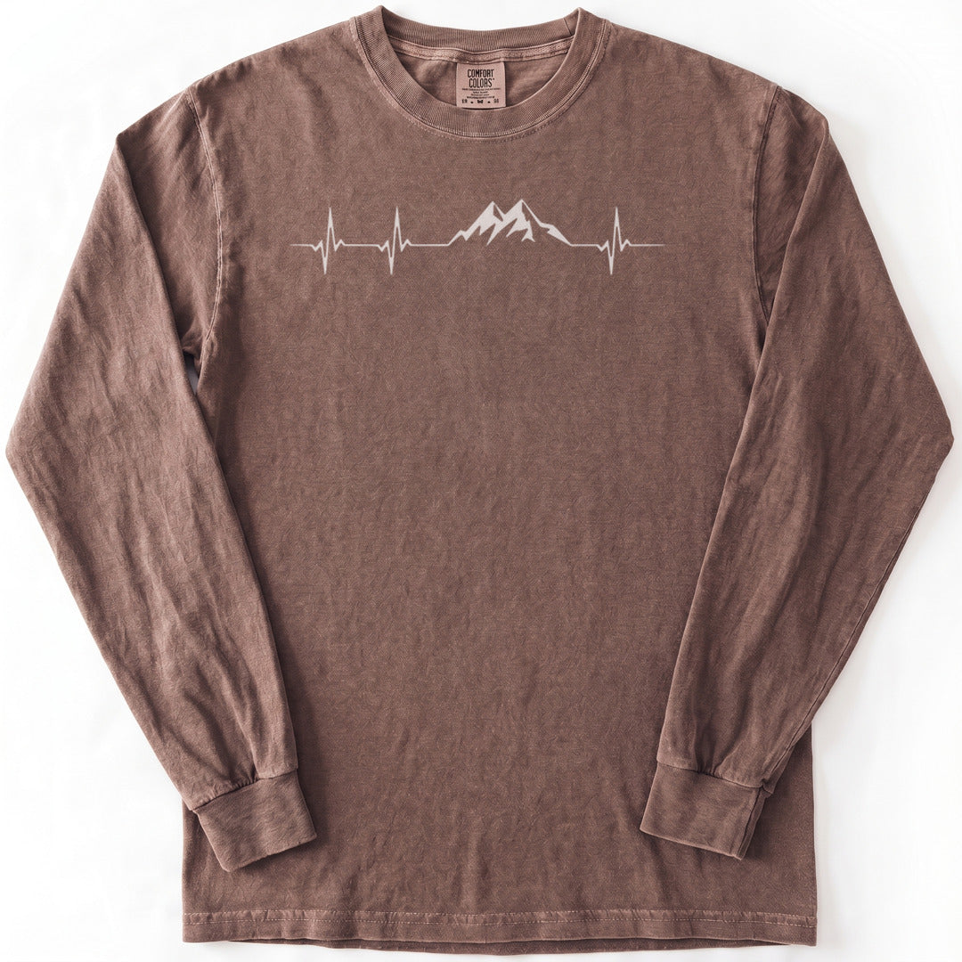 Mountain Pulse Minimalist Premium LS - Comfort Colors garment-dyed long sleeve in Espresso from Summit Soul