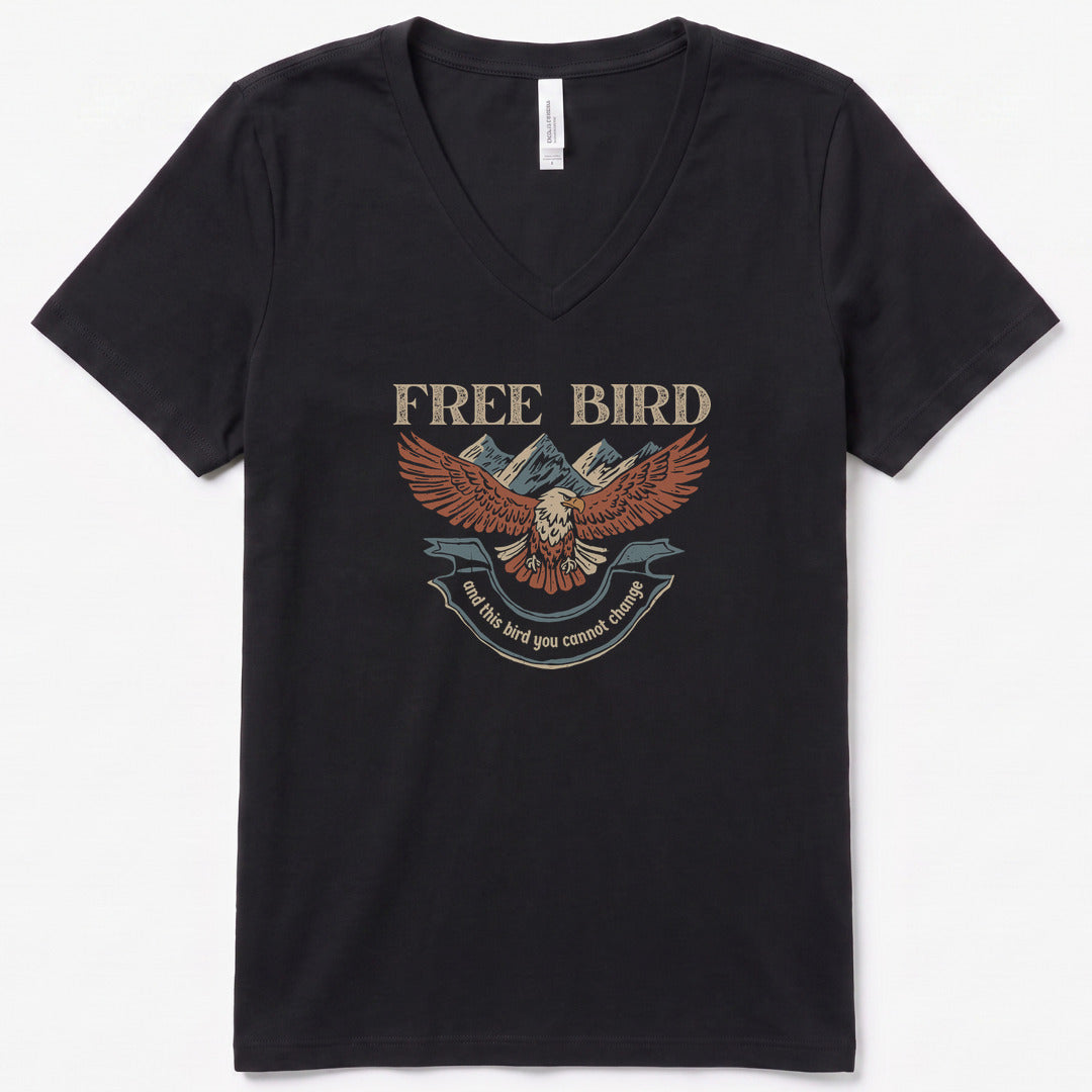 Free Bird V-Neck Heather - women's relaxed v-neck tee in Black Heather from Summit Soul