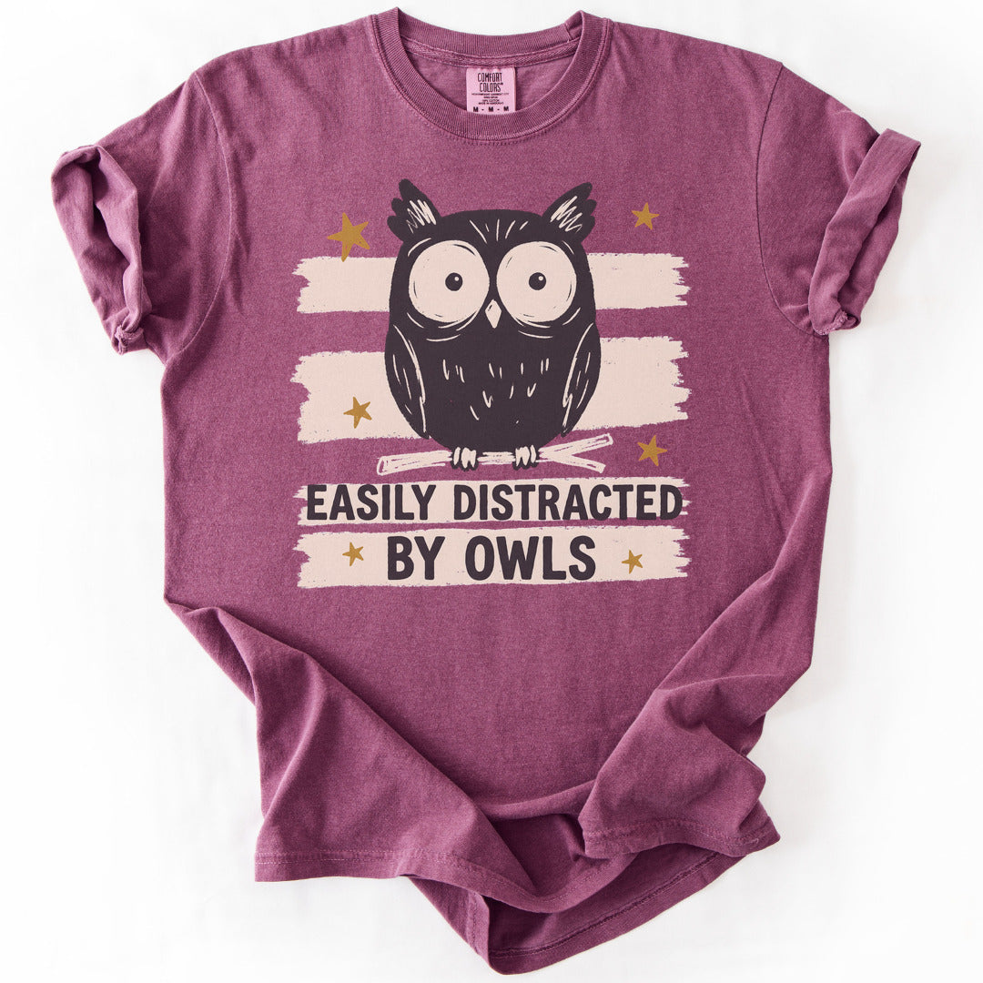Easily Distracted by Owls Premium - Berry