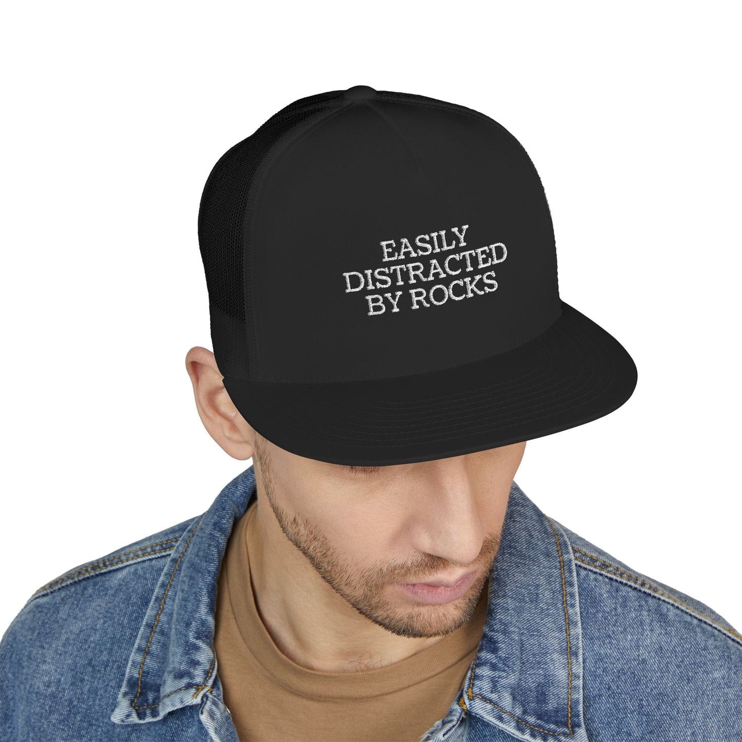 Hats Black 5 Panel Trucker Cap