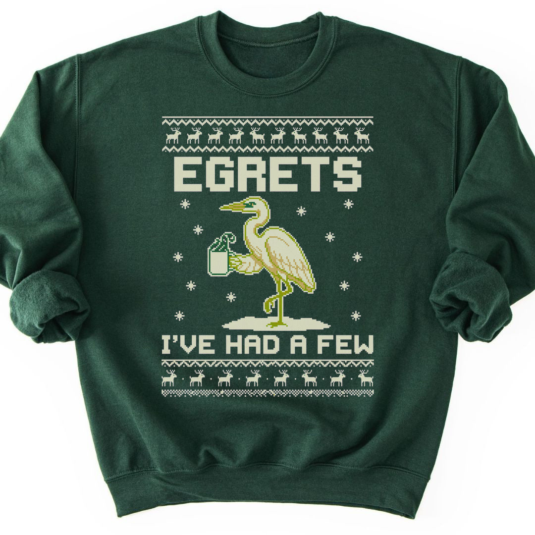 Eggnog Egret Sweatshirt - Forest Green