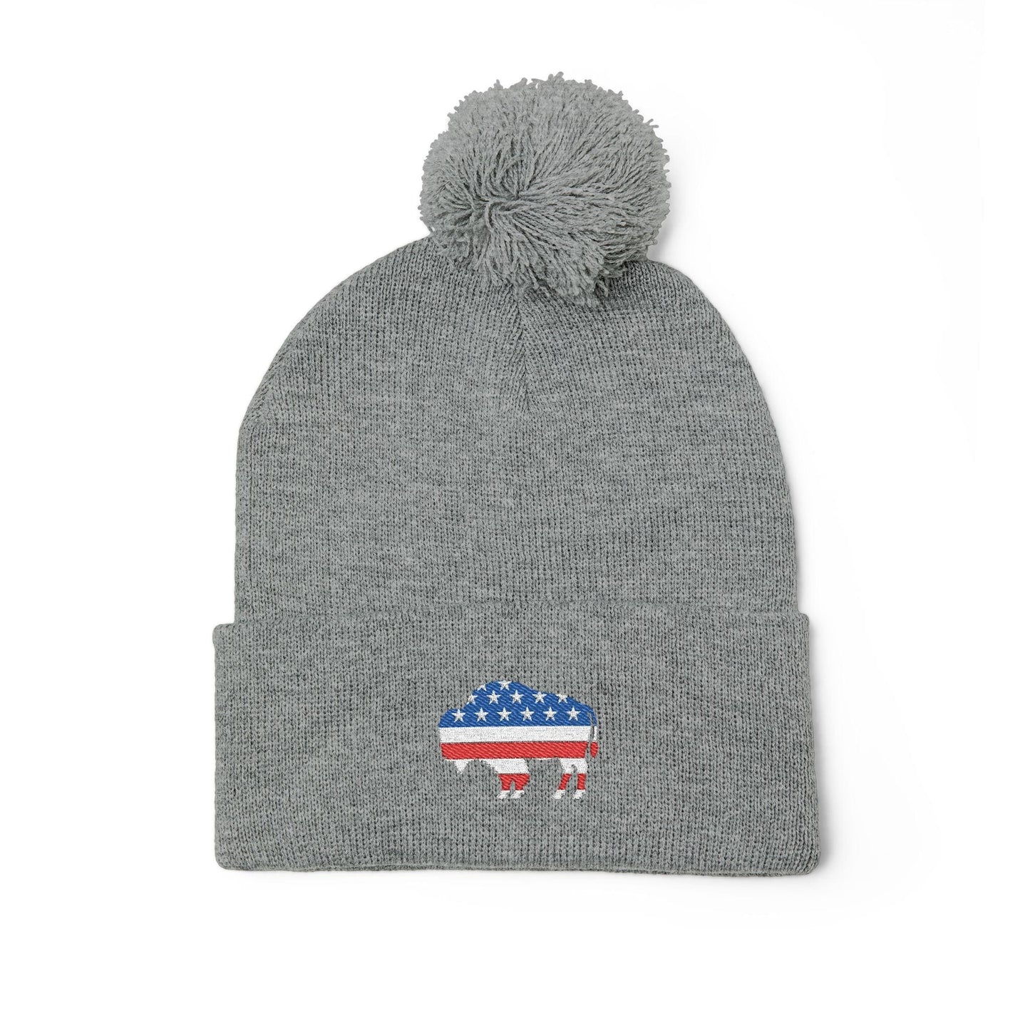 Hats Heather Grey Pom-Pom Knit Cap - Bison