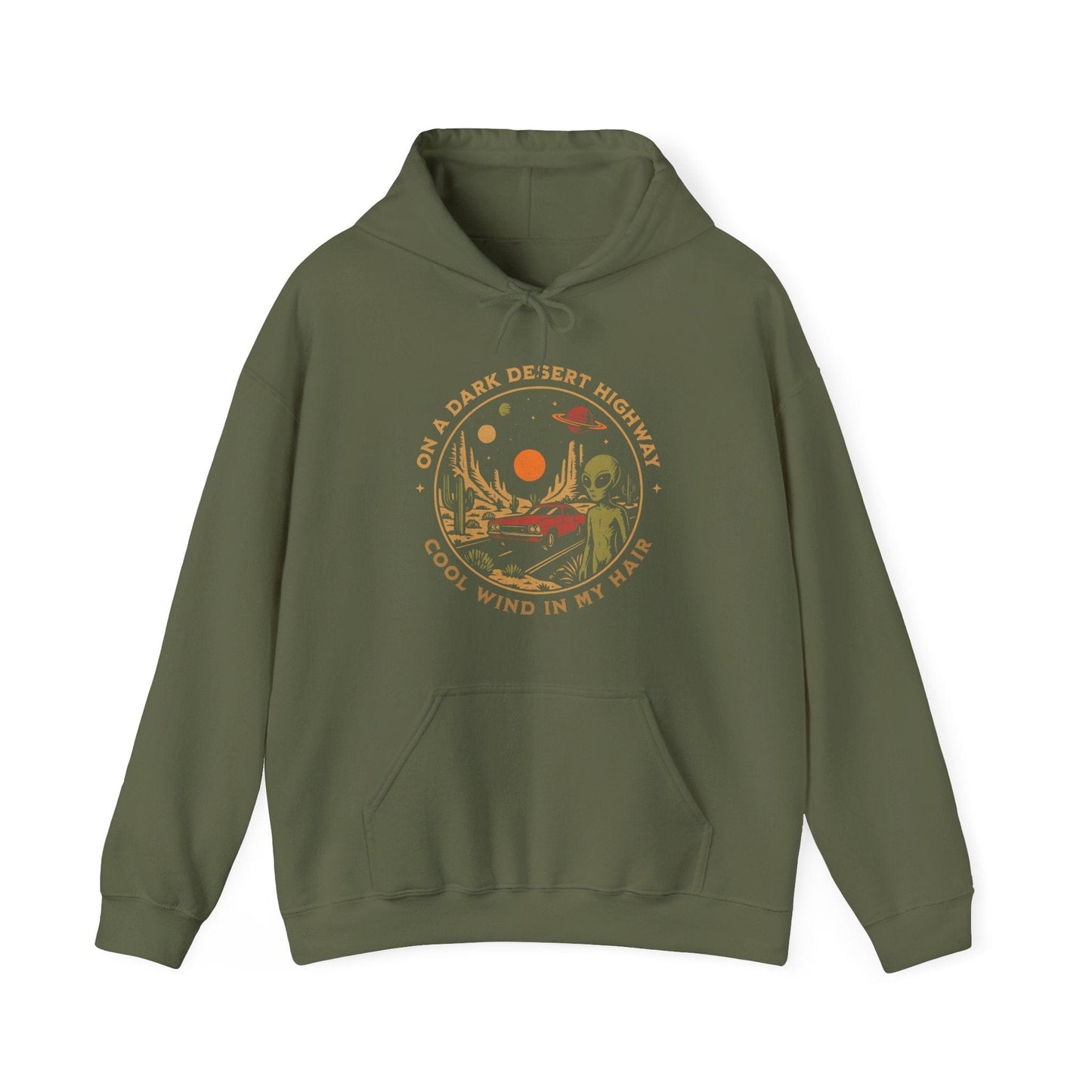 Hoodie Military Green / S Alien Desert Highway Hoodie