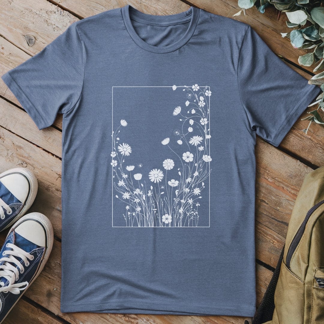 T-Shirt Heather Indigo / S Flower Rectancle T-Shirt