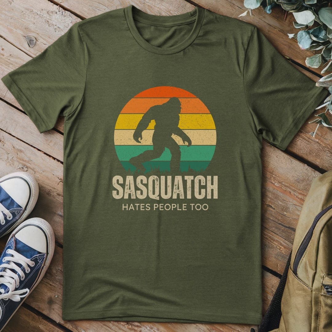 T-Shirt Military Green / S Sasquatch Hates People Too Funny T-Shirt