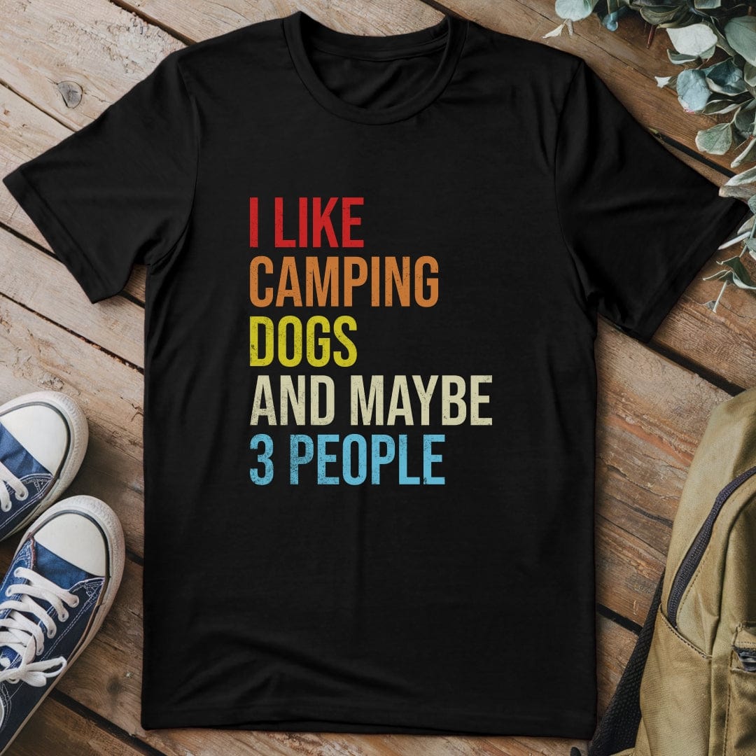 T-Shirt Black / S I Like Camping & Dogs Funny T-Shirt