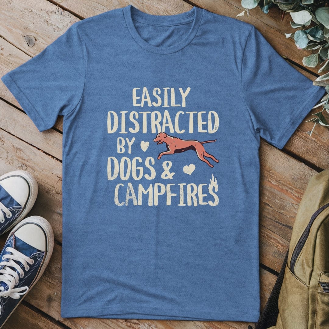 T-Shirt Heather Indigo / S Easily distracted by Dogs Funny T-Shirt