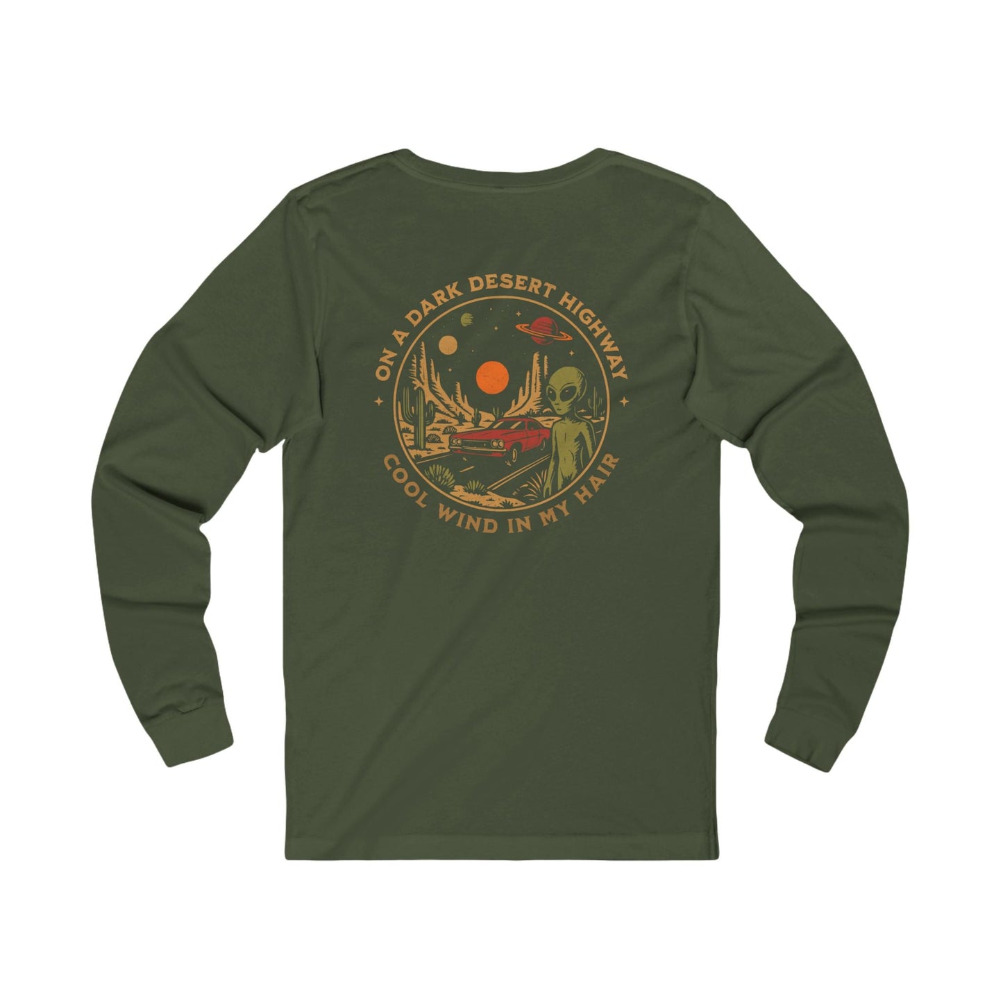 Long-sleeve Military Green / M Alien Desert Highway Long Sleeve (Back Print)
