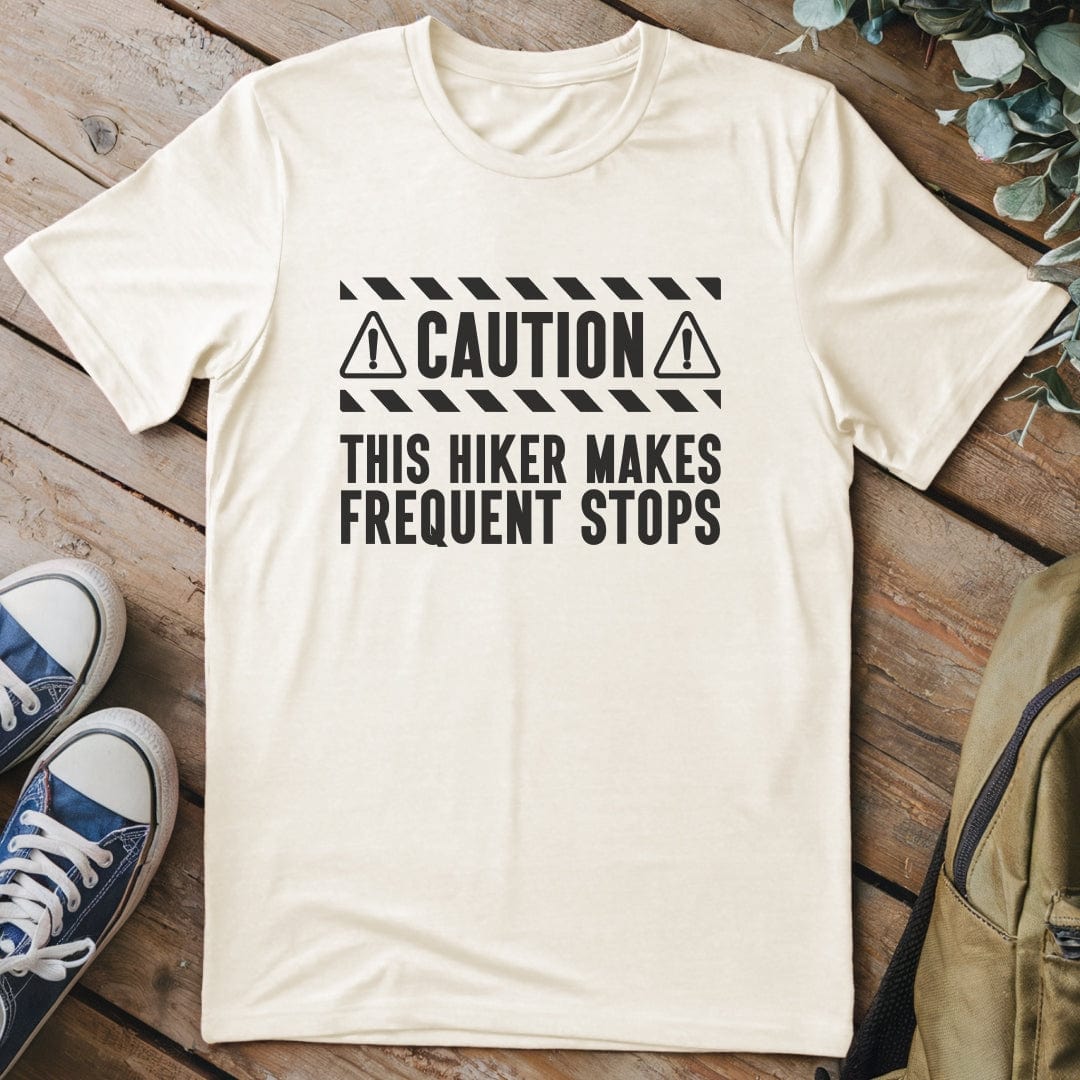 T-Shirt Natural / S Caution Slow Hiker Funny T-Shirt