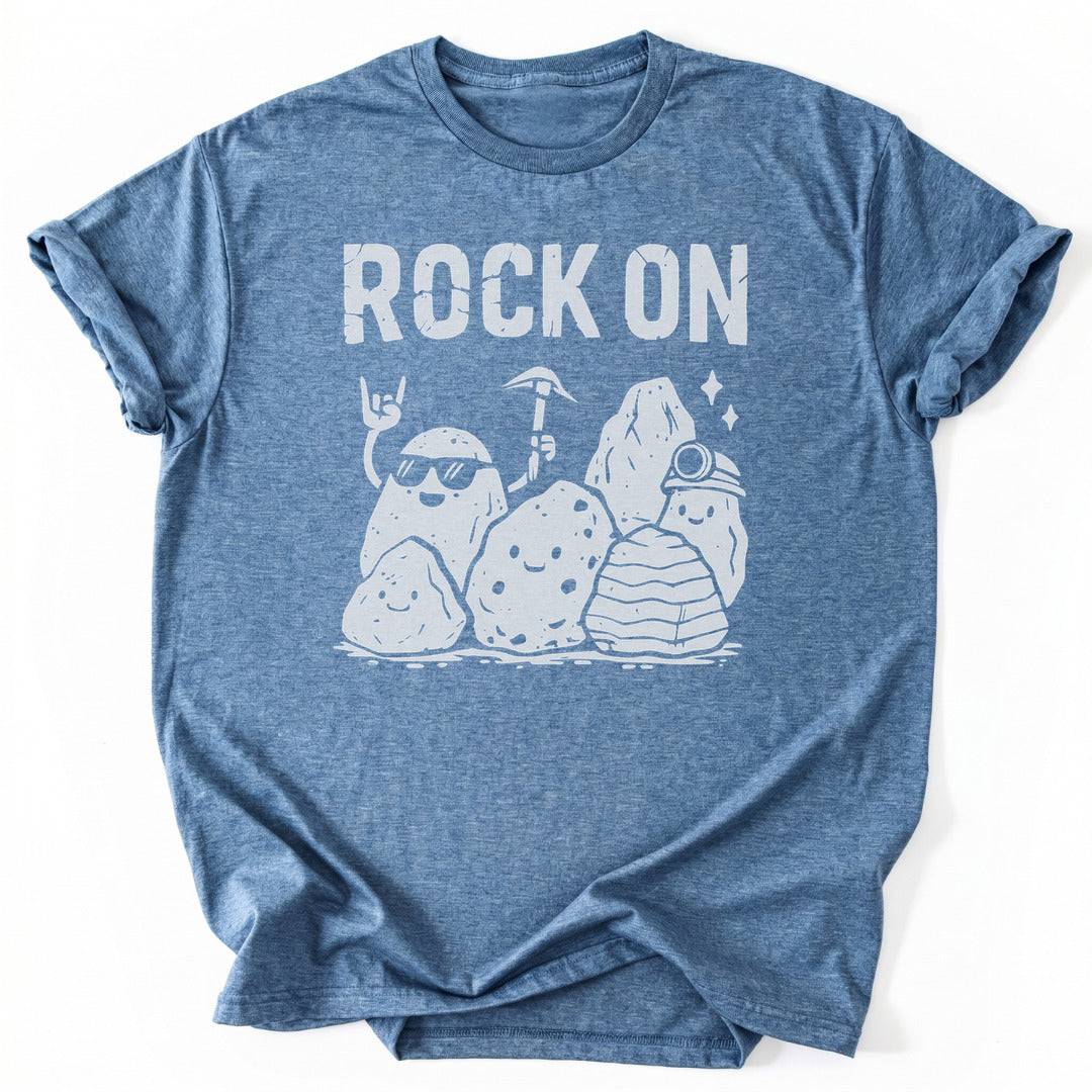T-Shirt Heather Indigo / S Rock On Funny T-Shirt