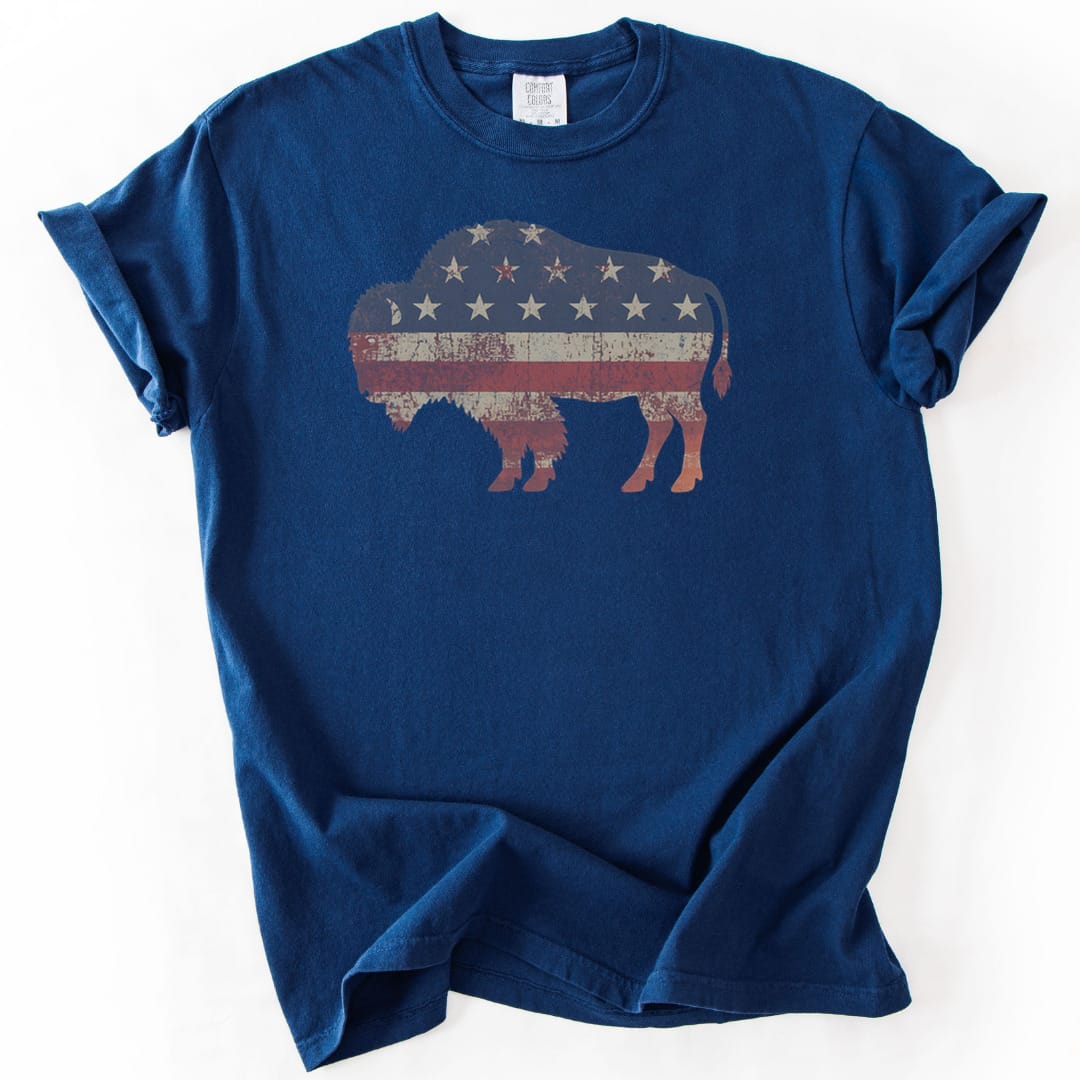 T-Shirt Navy / S American Bison Premium