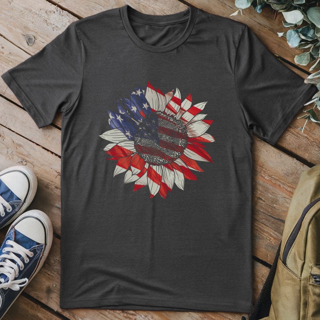 T-Shirt Dark Heather / S Patriotic Sunflower T-Shirt