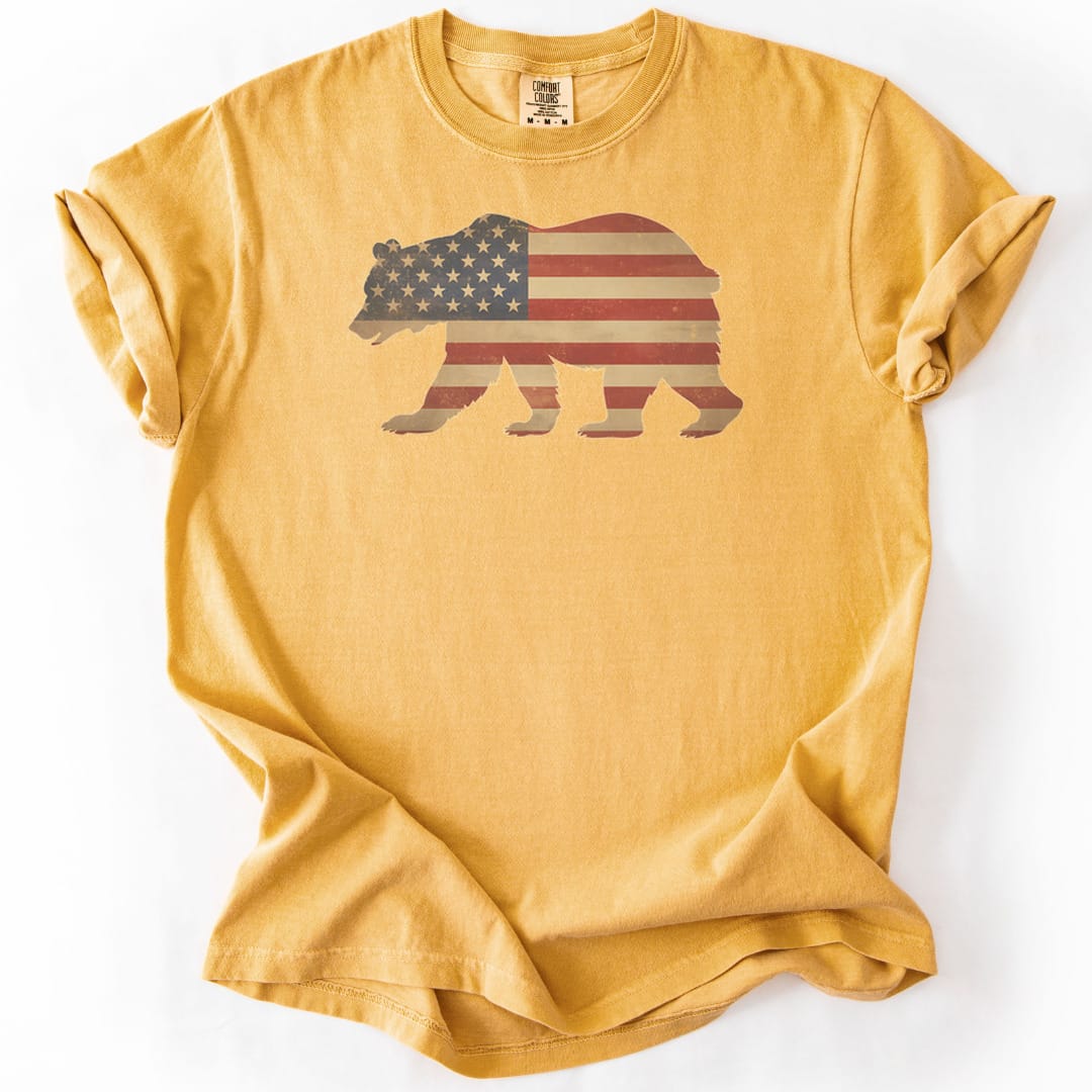 T-Shirt Mustard / S Patriotic Bear Premium