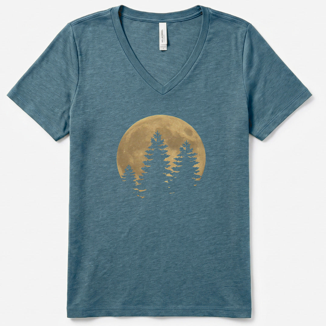 Lunar Wilderness V-Neck Heather - women's relaxed v-neck tee in Heather Slate from Summit Soul