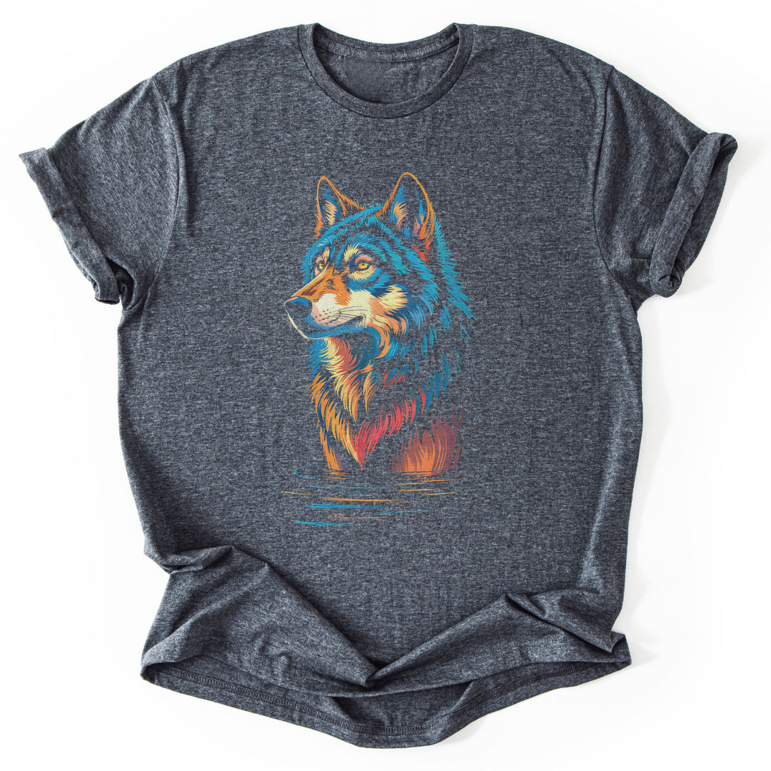 T-Shirt Dark Heather / S Fire and Ice Wolf T-Shirt