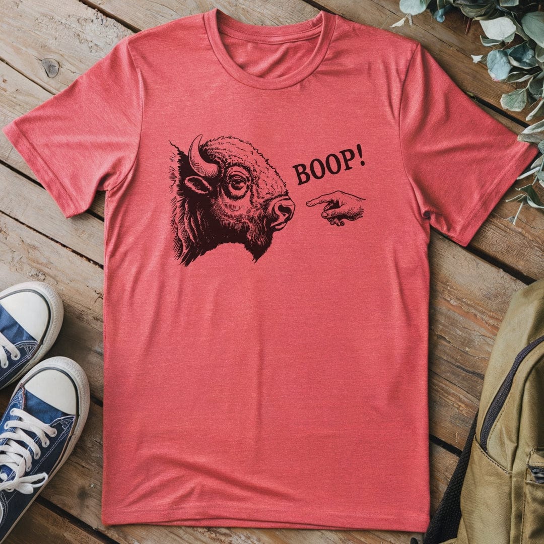 T-Shirt Heather Red / S Bison Boop Funny T-Shirt