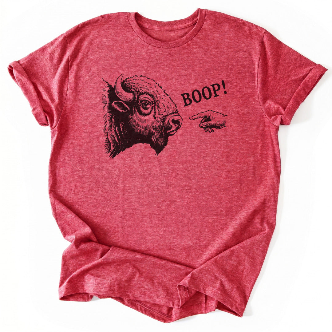 T-Shirt Heather Red / S Bison Boop Funny T-Shirt