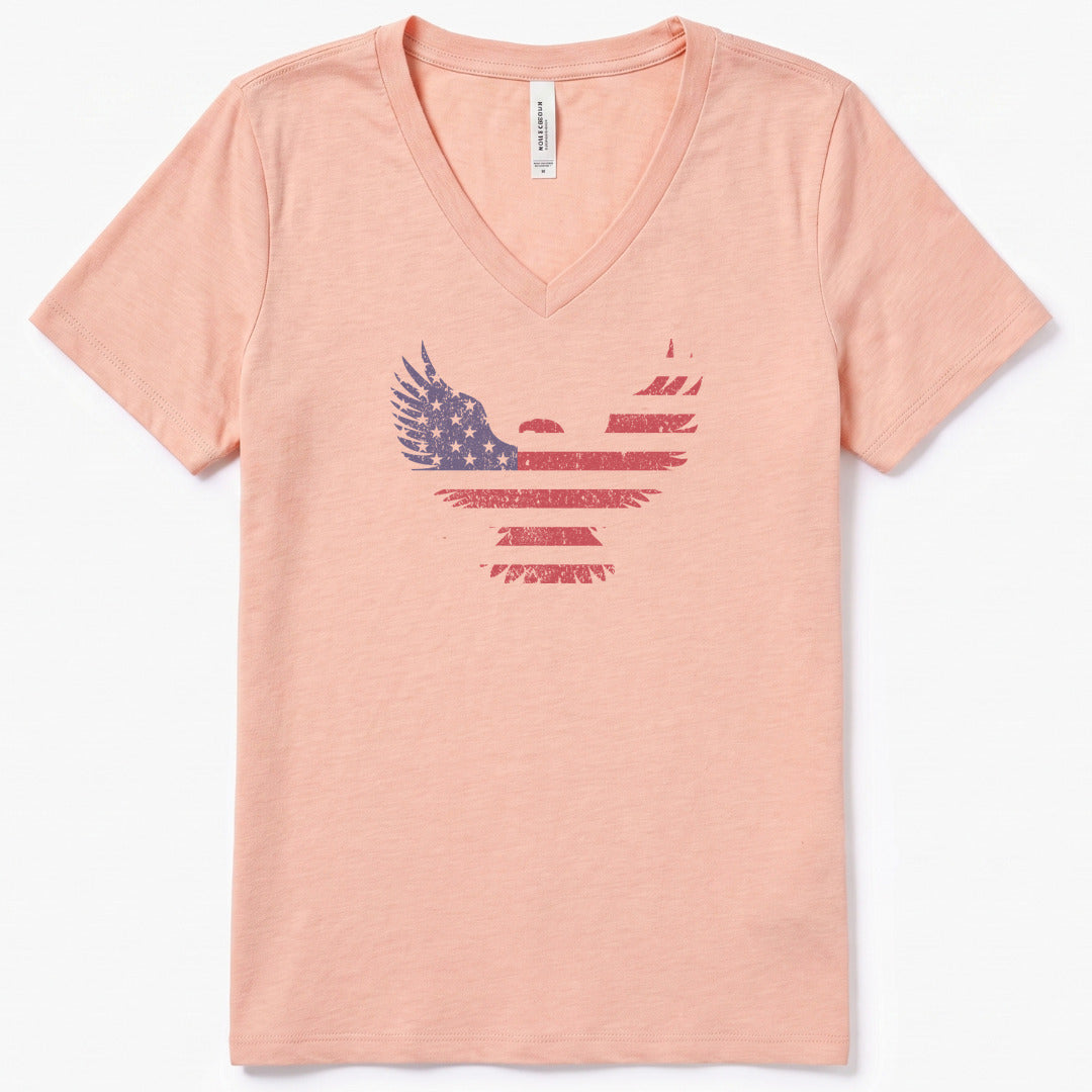 American Eagle V-Neck Heather - women's relaxed v-neck tee in Heather Peach from Summit Soul