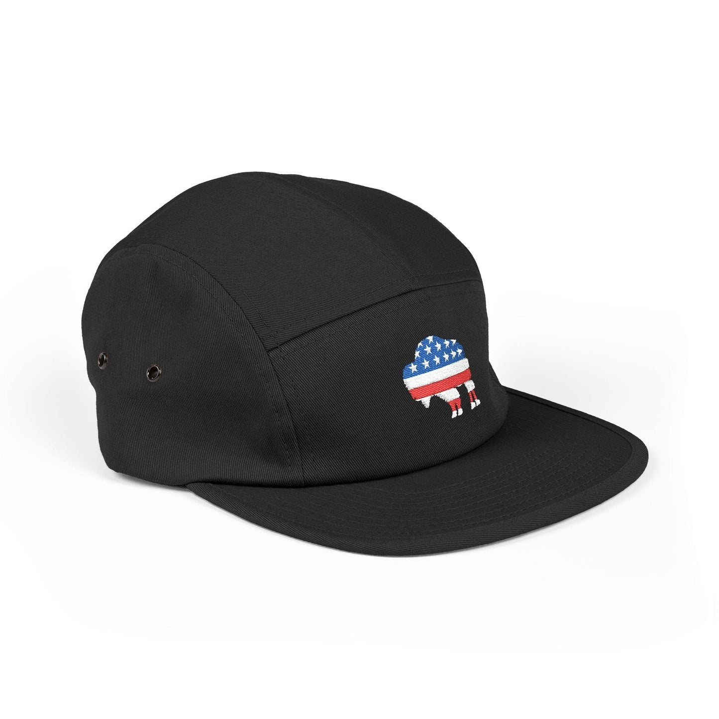 Hats Black 5 Panel Cap - Bison