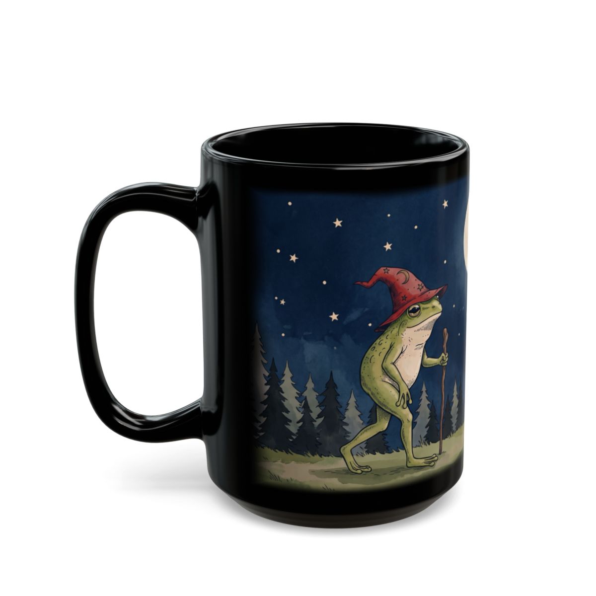 Night Forest Wizards Black Mug - 15oz black ceramic mug