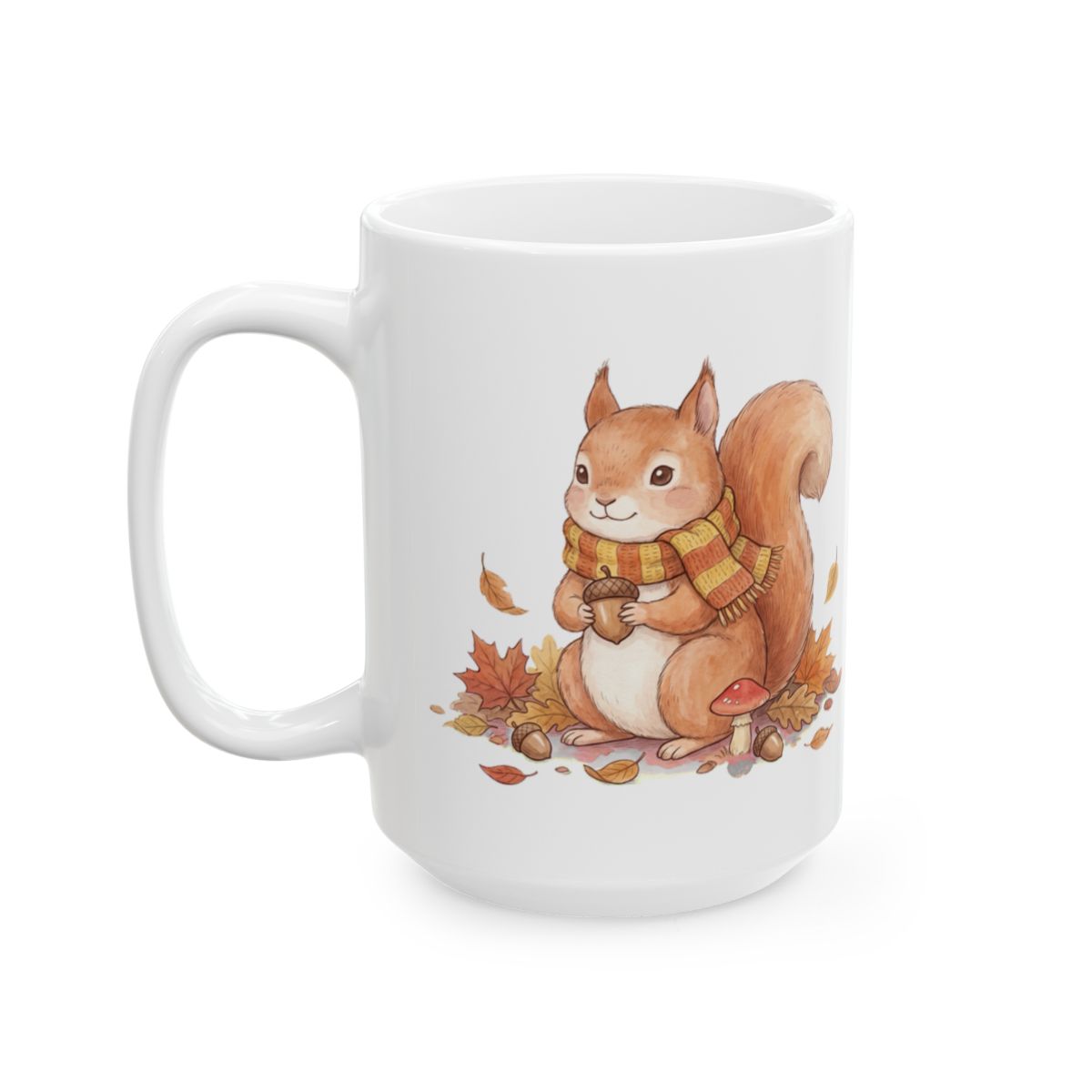 Autumn Squirrel Mug - 15oz white ceramic mug