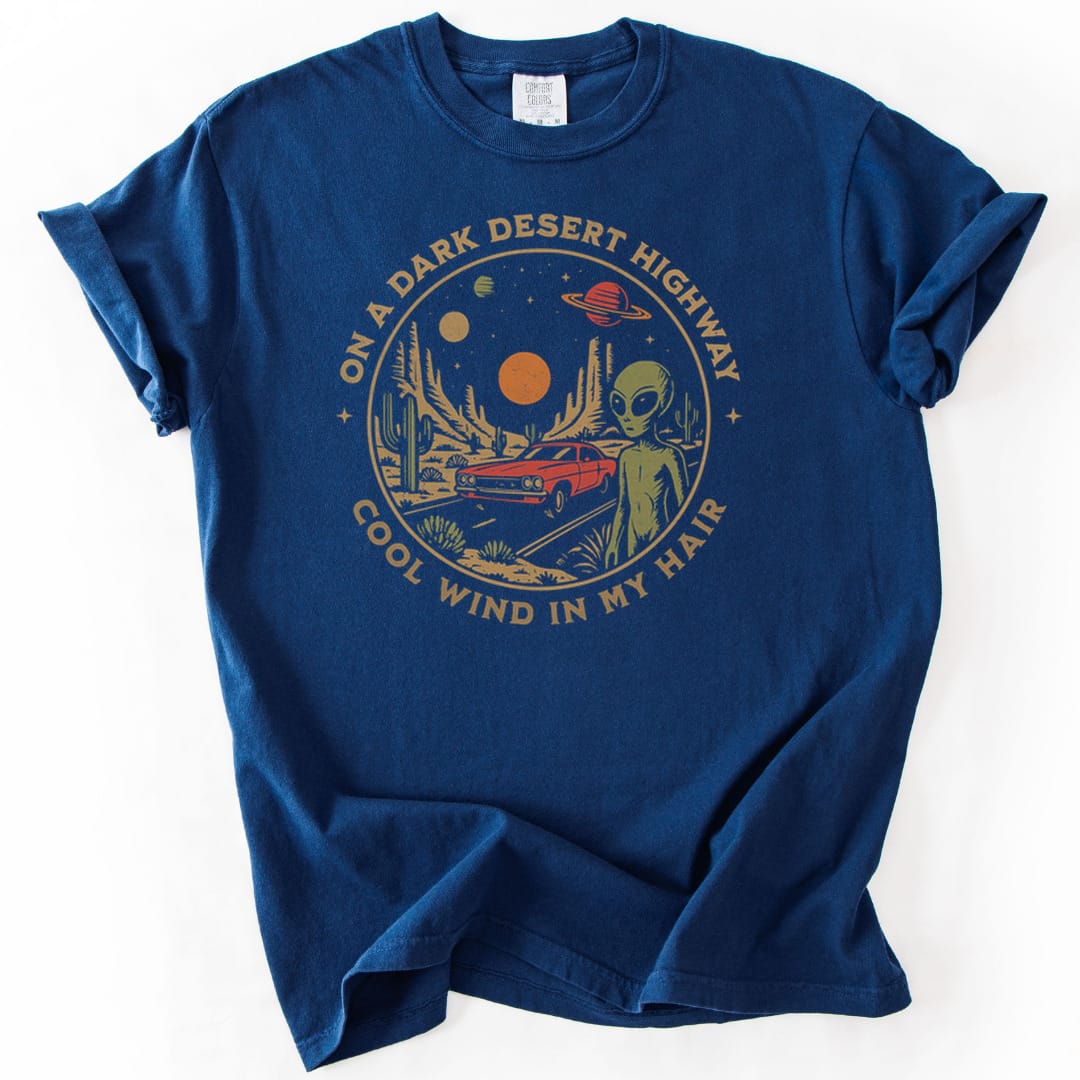T-Shirt Navy / S Alien Desert Highway Premium