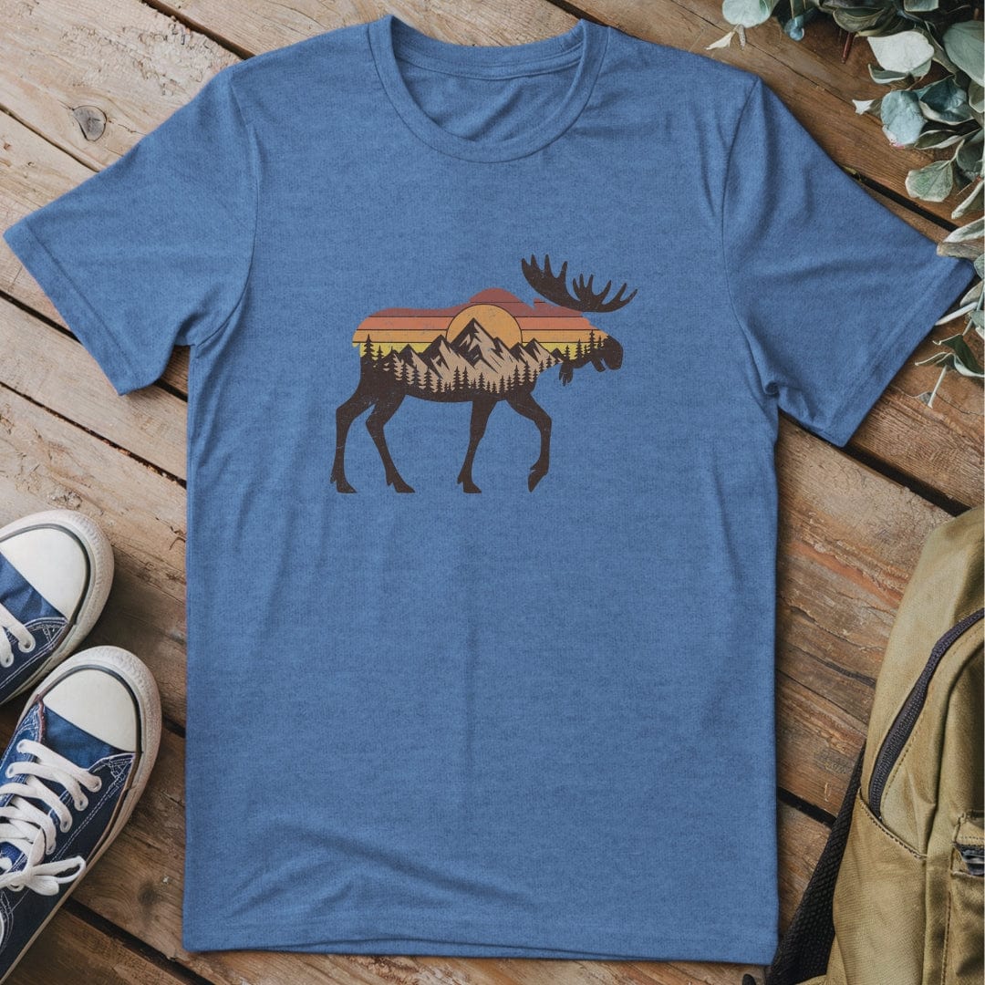 T-Shirt Heather Indigo / S Sunset Moose T-Shirt