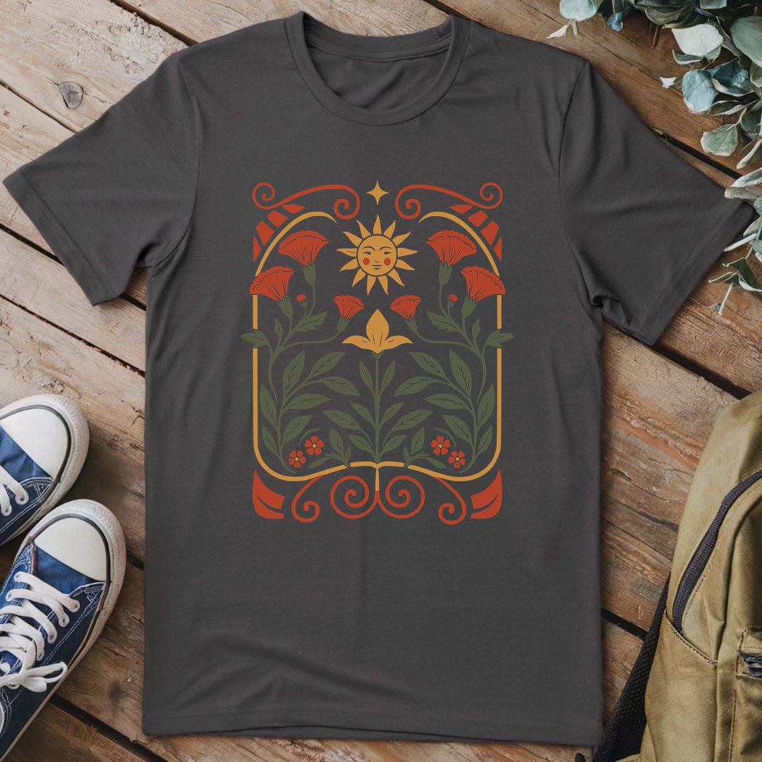 T-Shirt Charcoal / S Boho Flowers & Sun T-Shirt