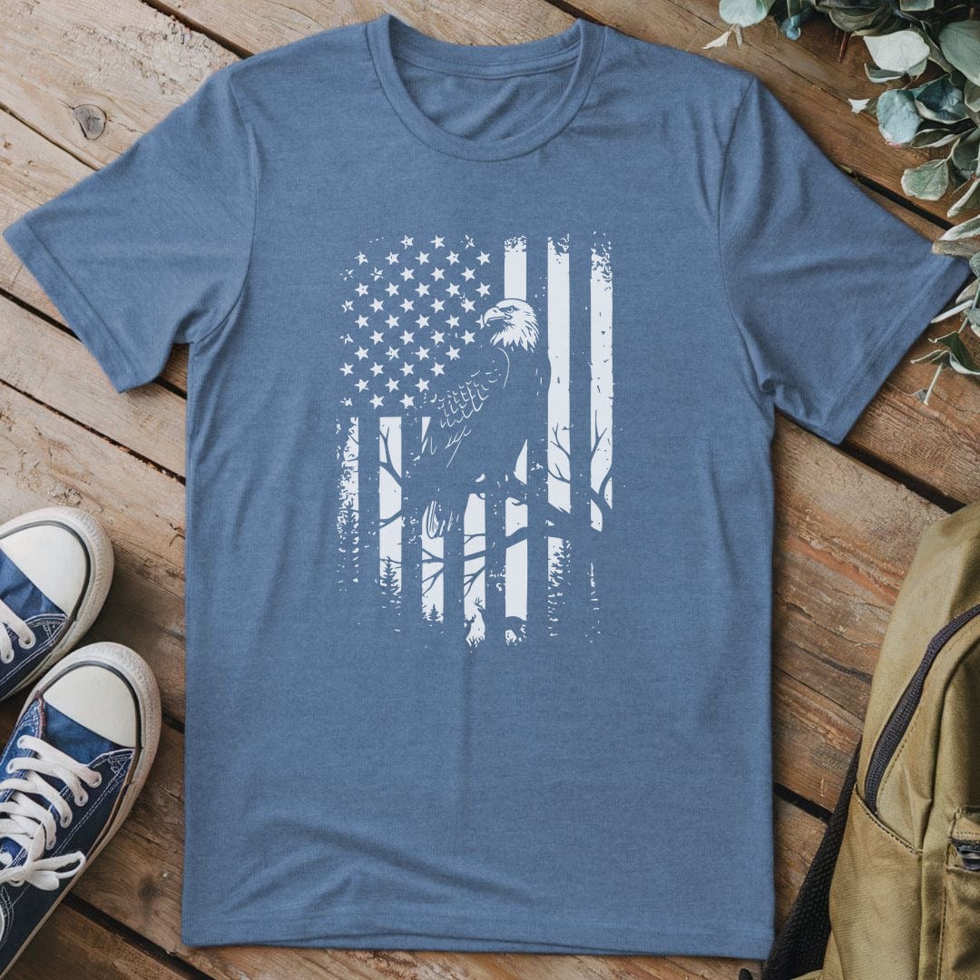 T-Shirt Heather Indigo / S Eagle Freedom Flag T-Shirt