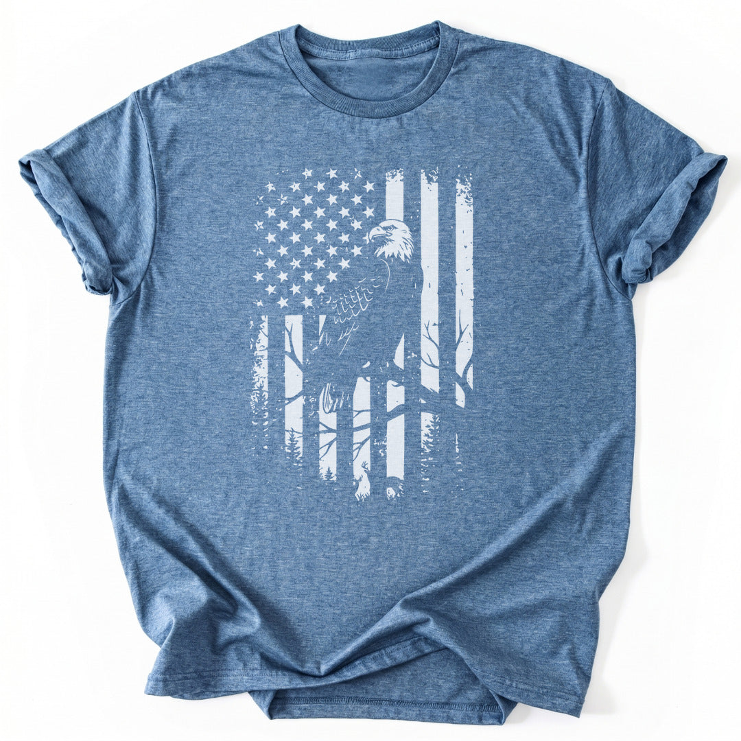 T-Shirt Heather Indigo / S Eagle Freedom Flag T-Shirt