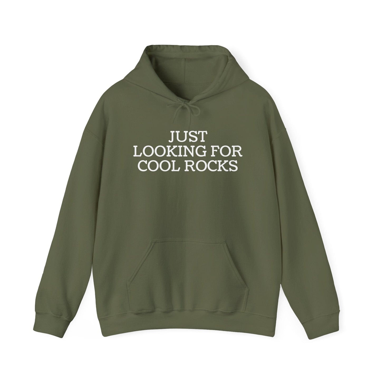 Hoodie Military Green / S Just Looking for Rocks Funny Hoodie