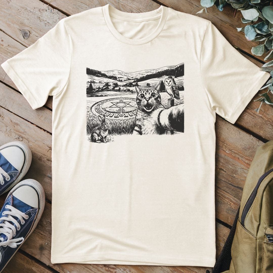 T-Shirt Natural / S Cat Alien Selfie T-Shirt