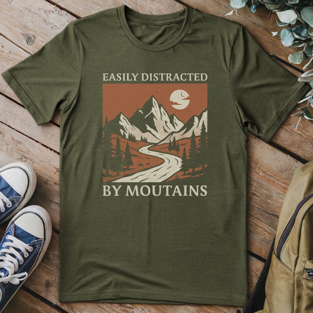 T-Shirt Military Green / S Distracted By Mountains T-Shirt