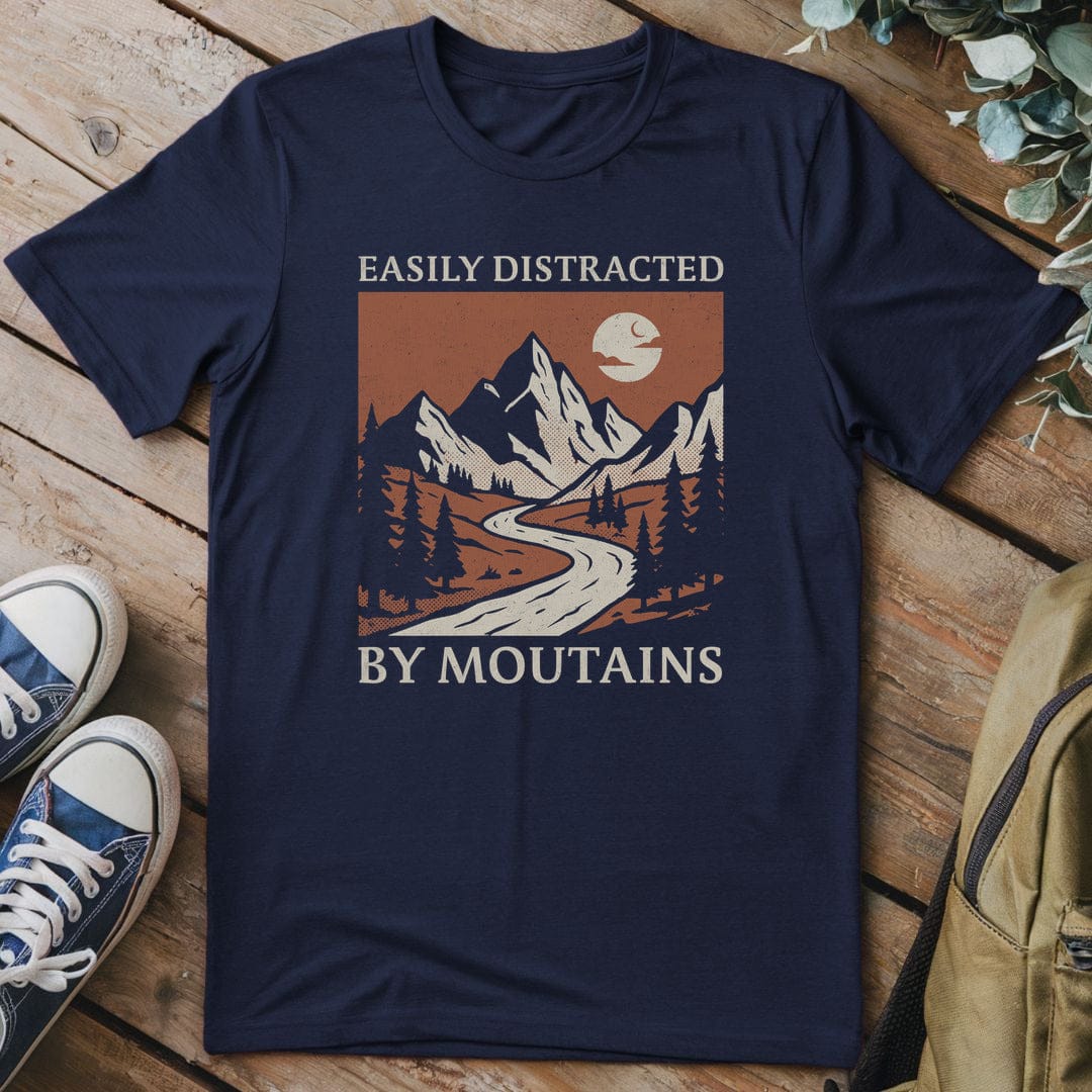 T-Shirt Navy / S Distracted By Mountains T-Shirt
