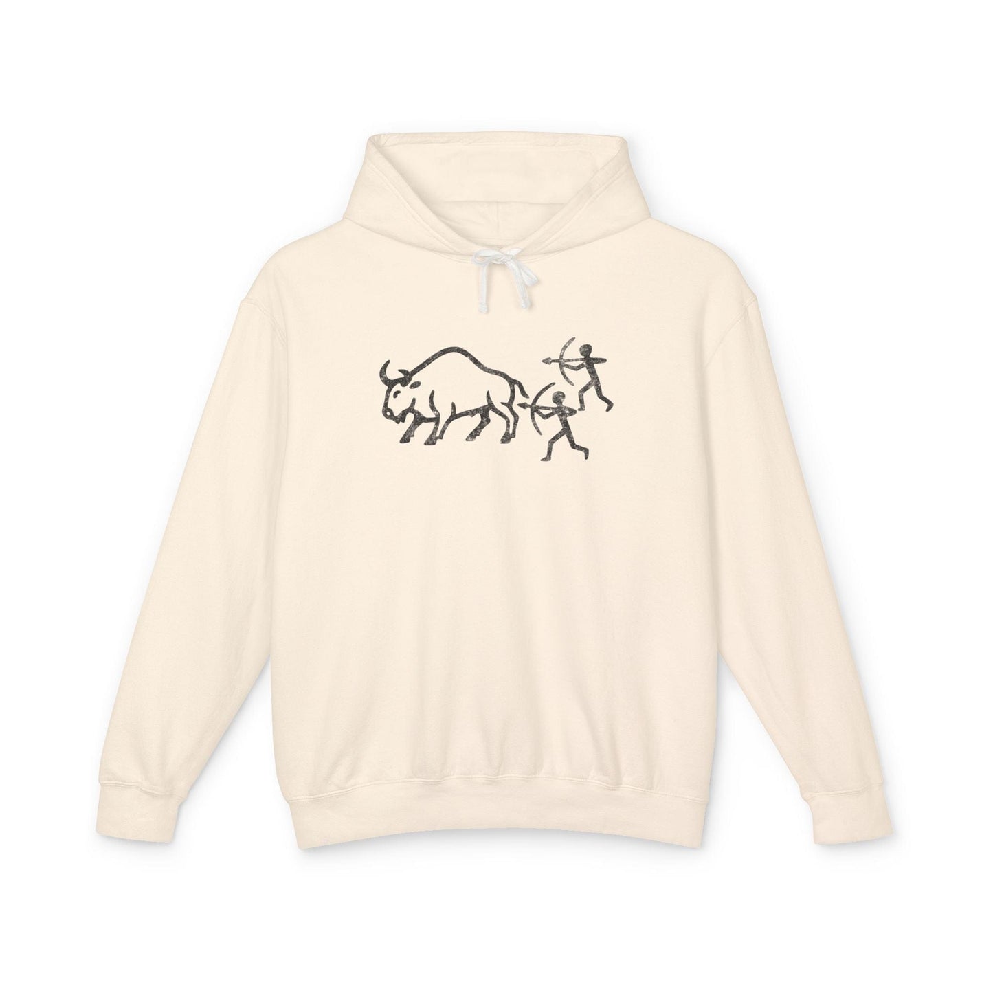 Hoodie Ivory / S Bison Hunt Carving Premium Hoodie