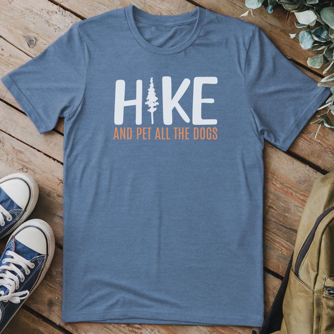 T-Shirt Heather Indigo / S Hike And Pet All The Dogs