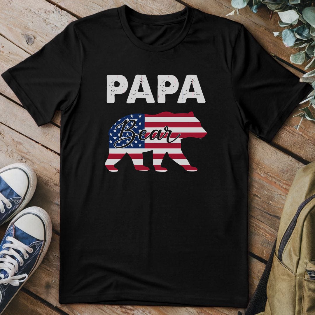 T-Shirt Black / S Patriotic Papa Roar